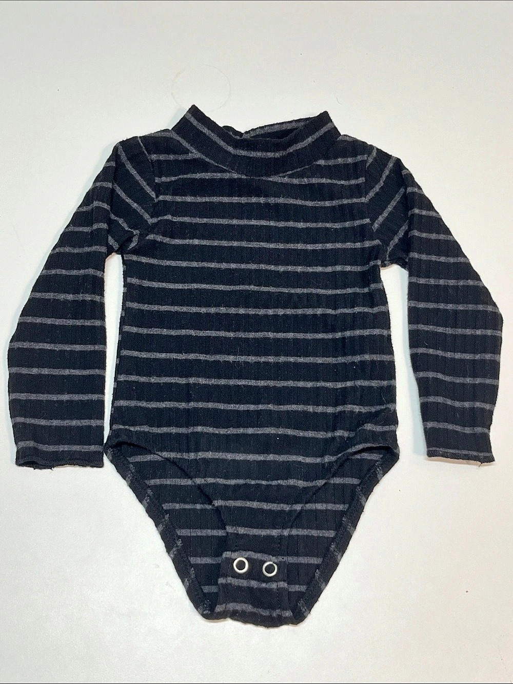 Zara Baby Black Striped Bodysuit Mockneck 3-6 Months